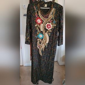 Vintage 1960s Global / Traditional Wear Embroidered and Beaded Dress